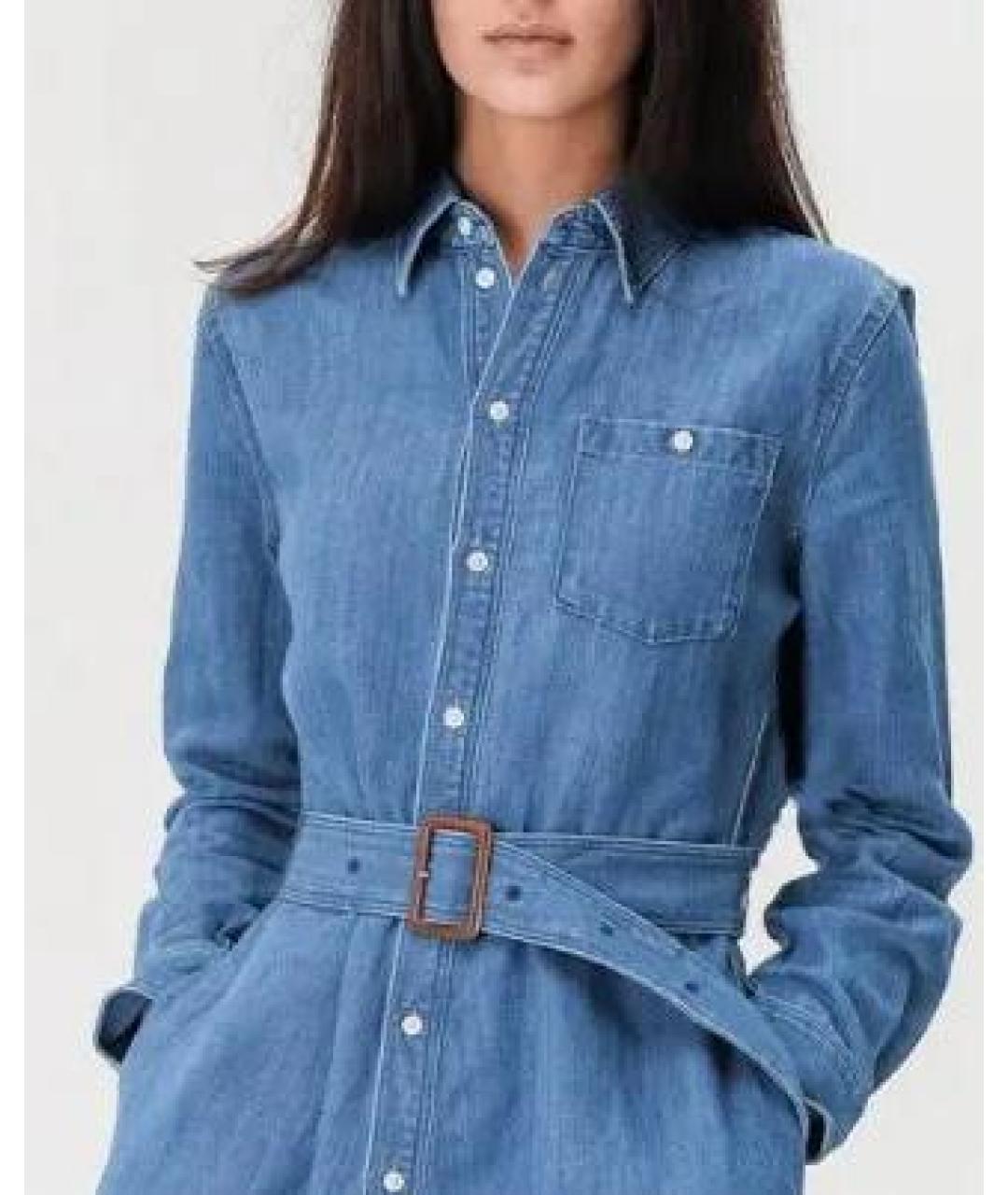 POLO RALPH LAUREN Синее хлопковое повседневное платье, фото 3