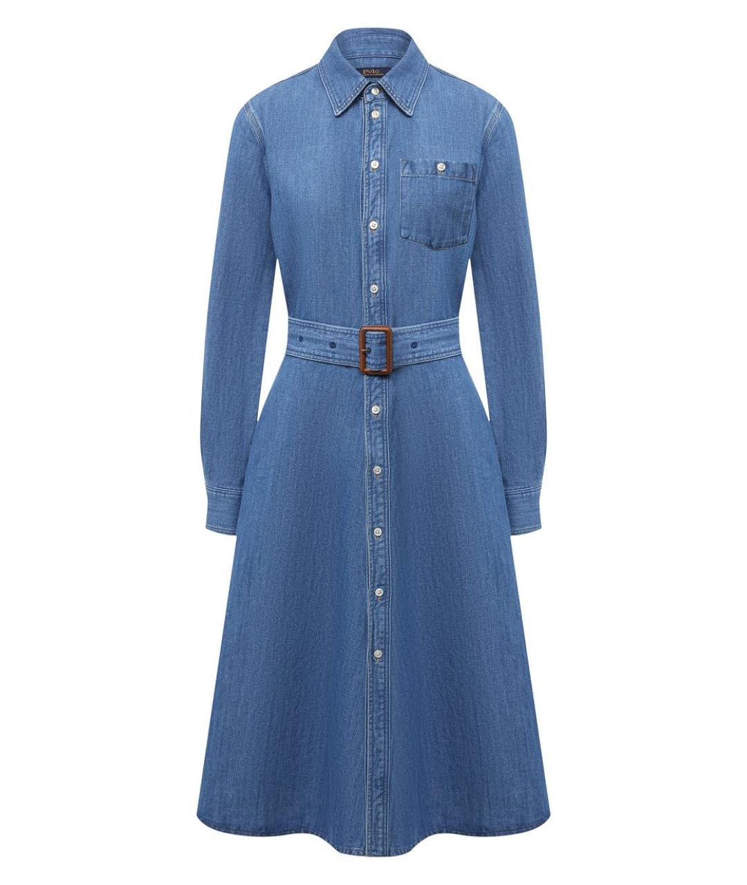POLO RALPH LAUREN Синее хлопковое повседневное платье, фото 1
