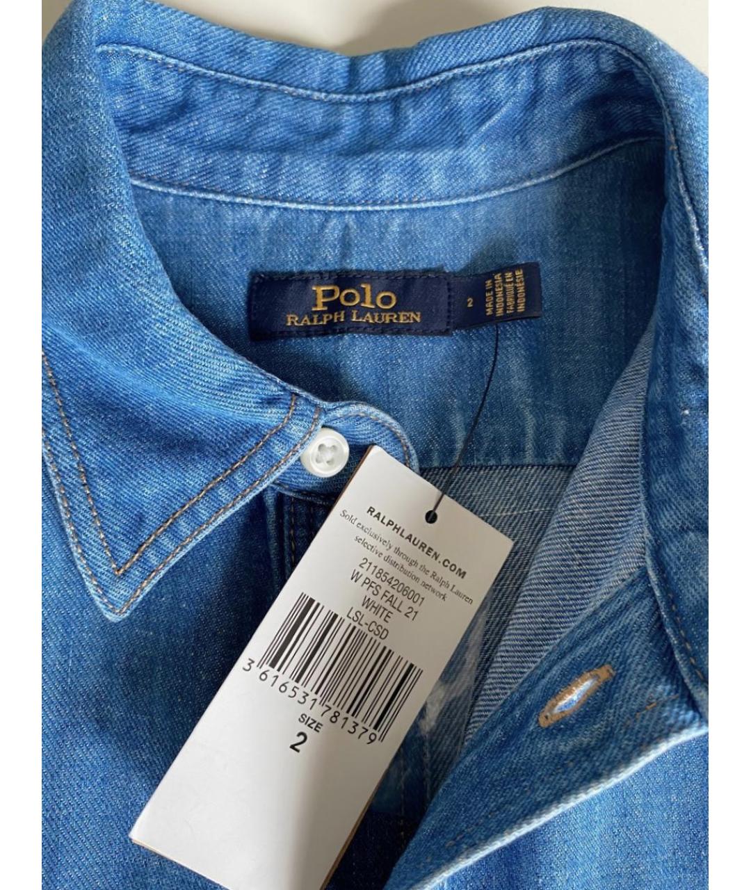 POLO RALPH LAUREN Синее хлопковое повседневное платье, фото 7