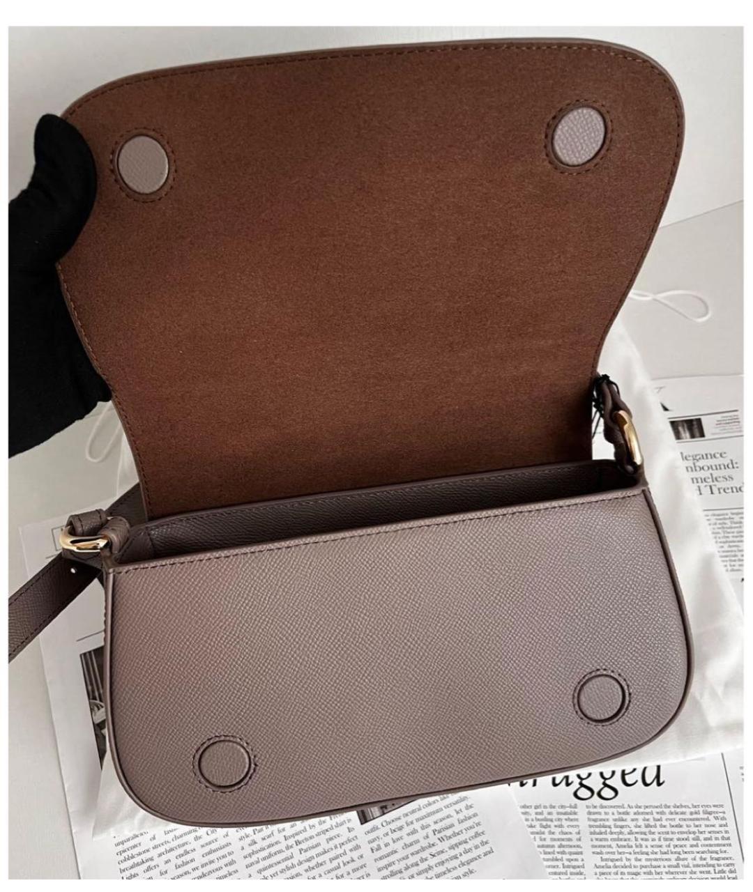 FURLA Бежевая кожаная сумка через плечо, фото 4