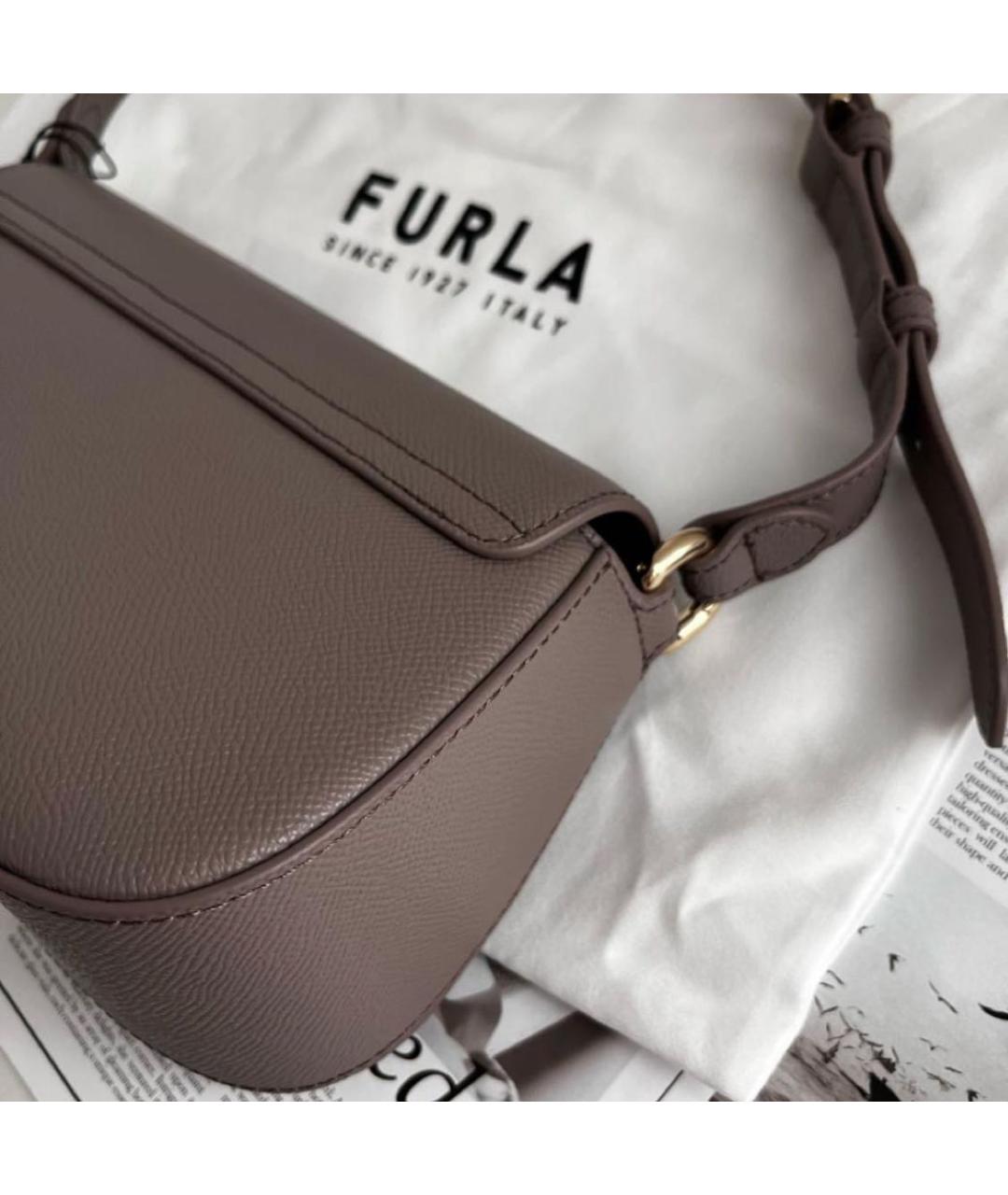 FURLA Бежевая кожаная сумка через плечо, фото 8
