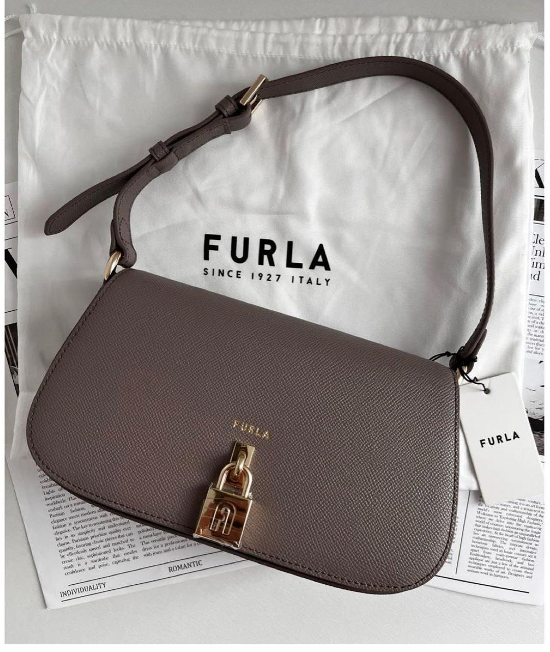 FURLA Бежевая кожаная сумка через плечо, фото 2