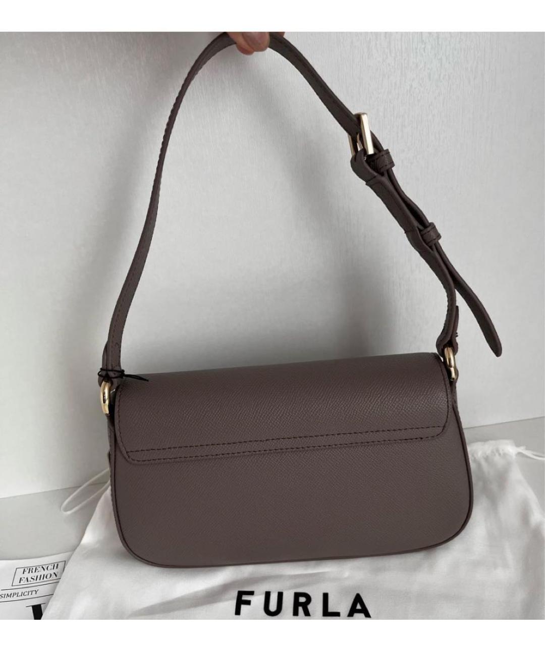 FURLA Бежевая кожаная сумка через плечо, фото 3