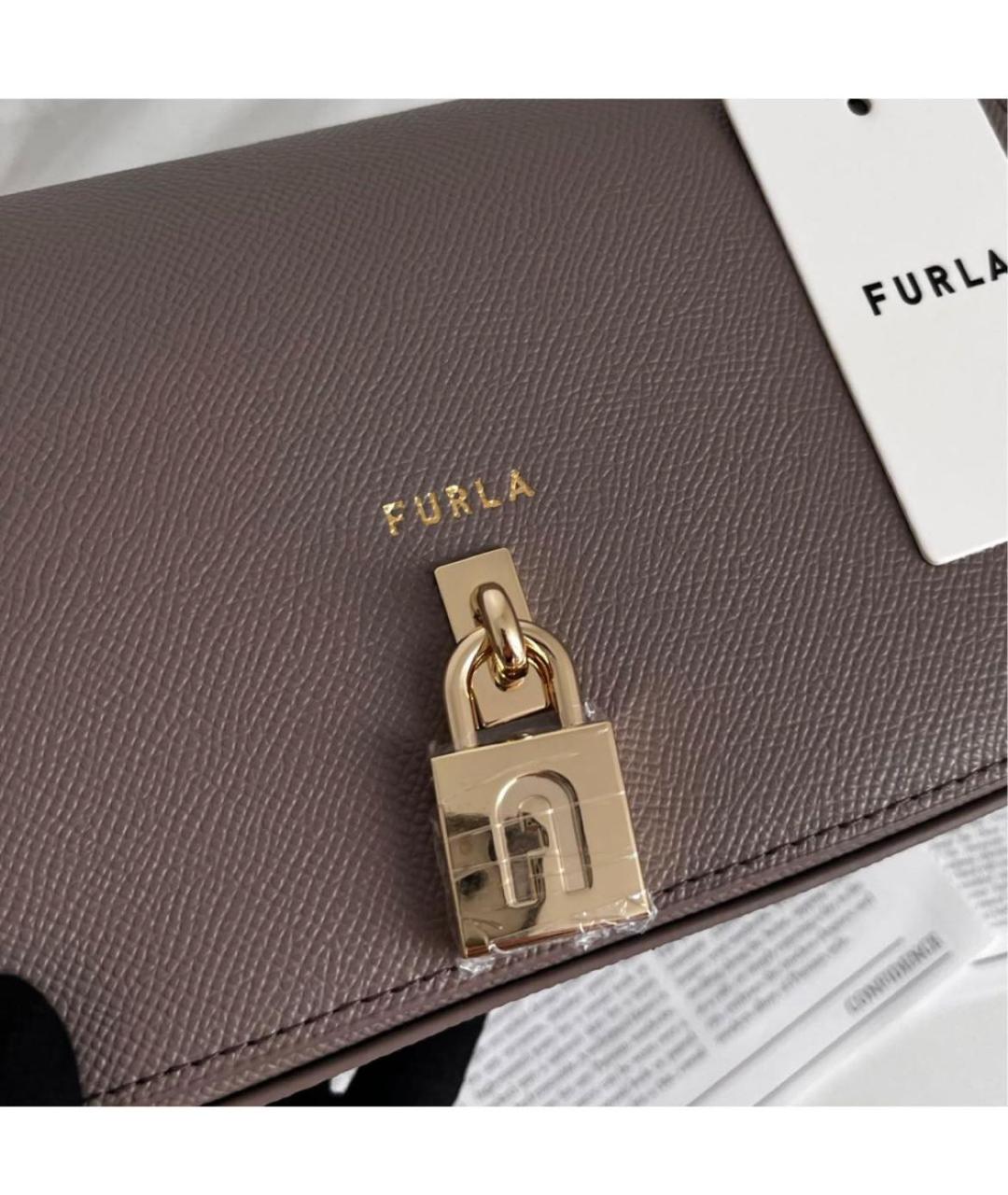 FURLA Бежевая кожаная сумка через плечо, фото 6