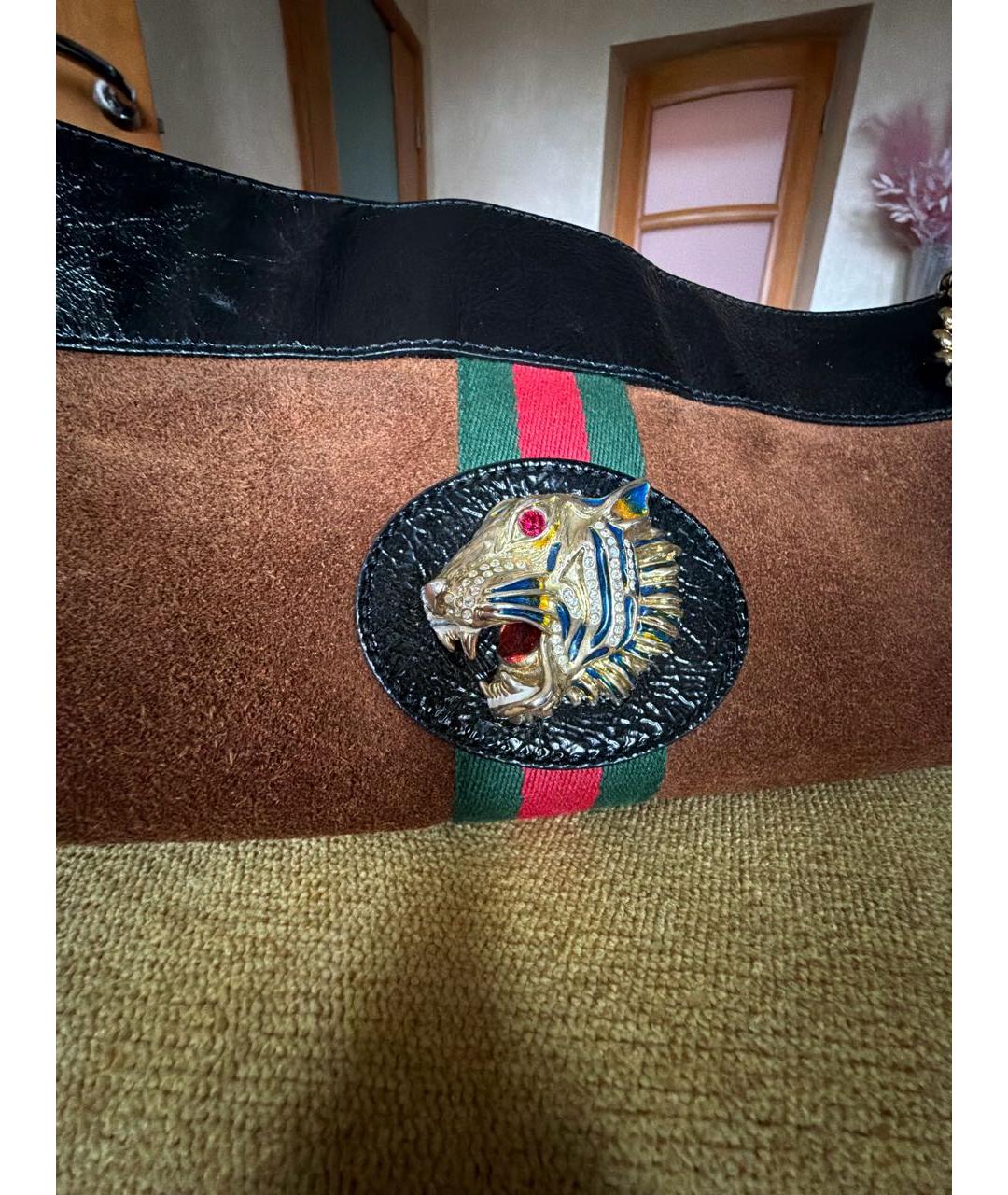 GUCCI Коричневая замшевая сумка тоут, фото 5