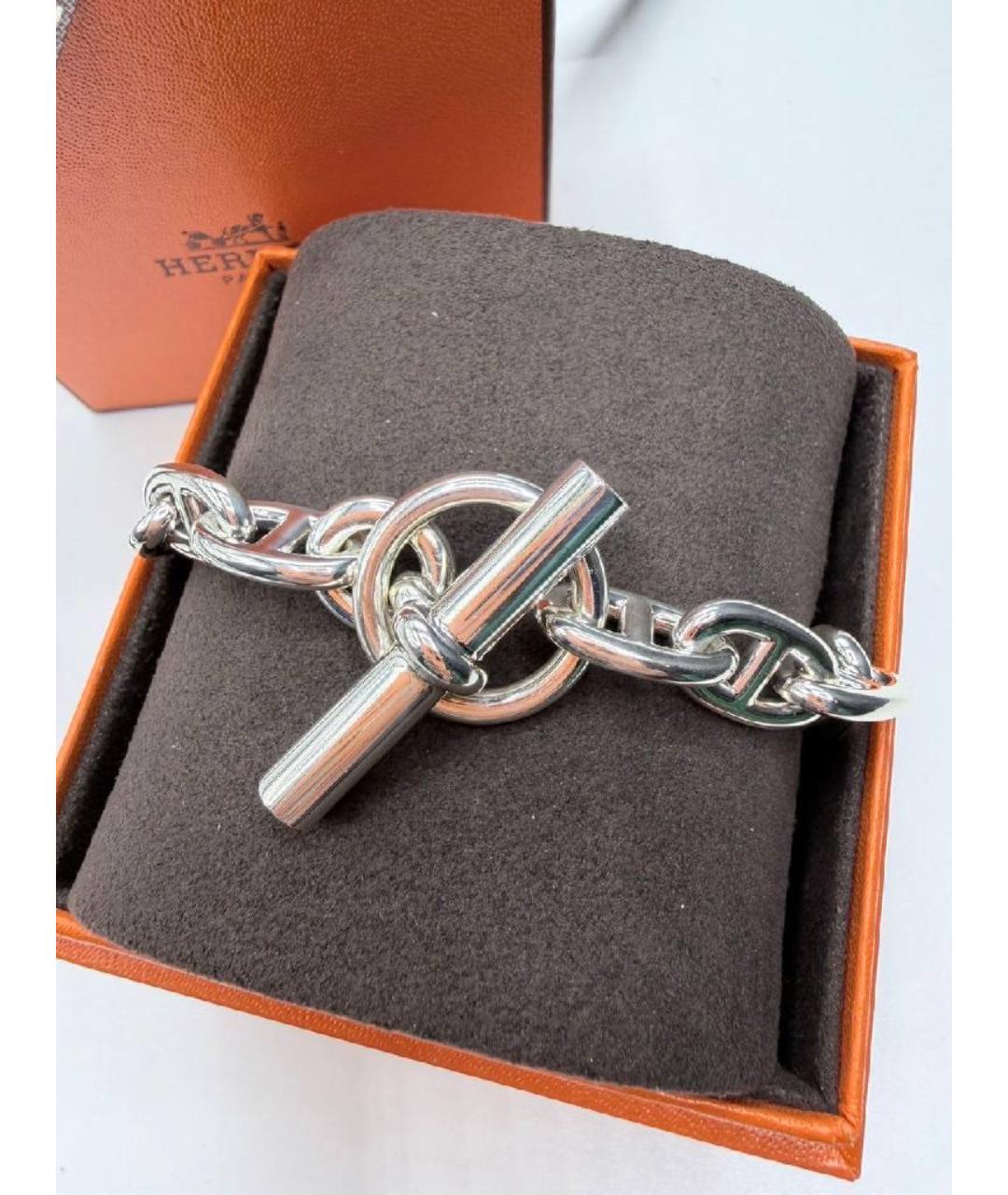 HERMES Белый серебряный браслет, фото 3