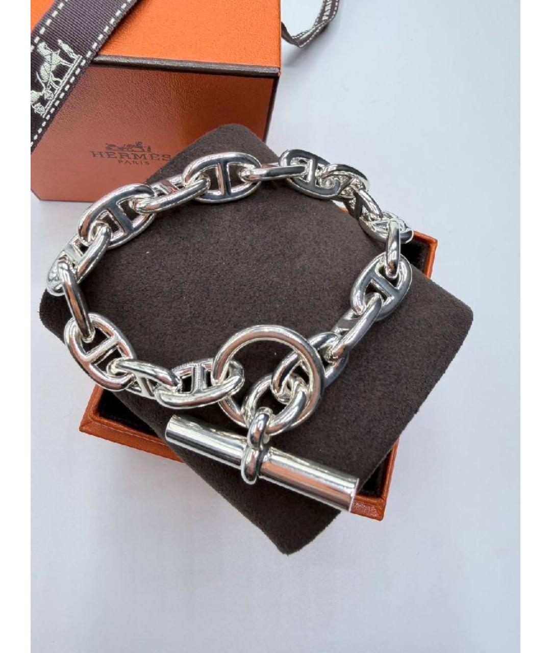 HERMES Белый серебряный браслет, фото 2