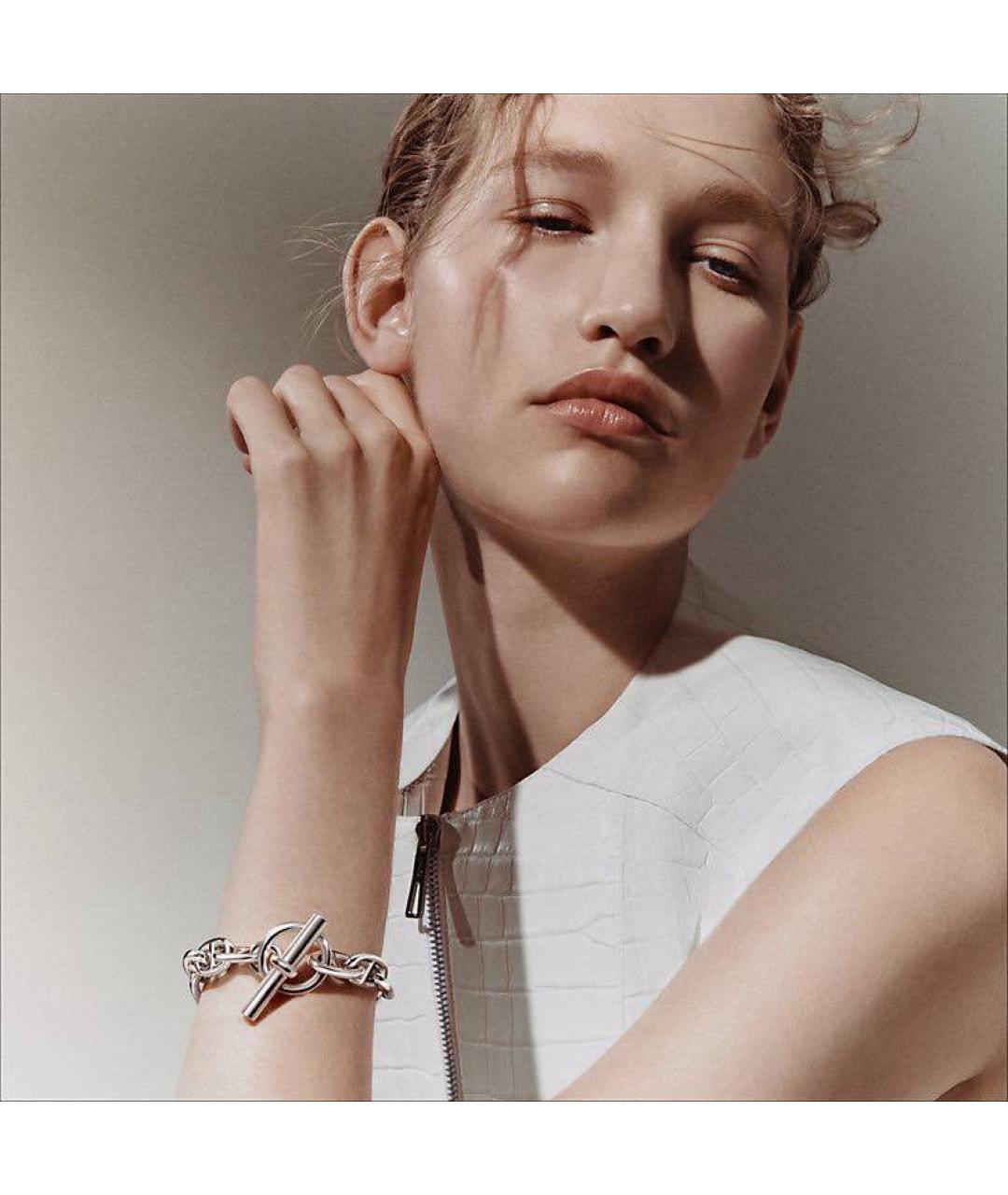 HERMES Белый серебряный браслет, фото 5