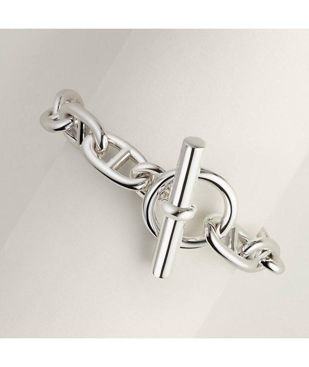 HERMES Белый серебряный браслет, фото 4