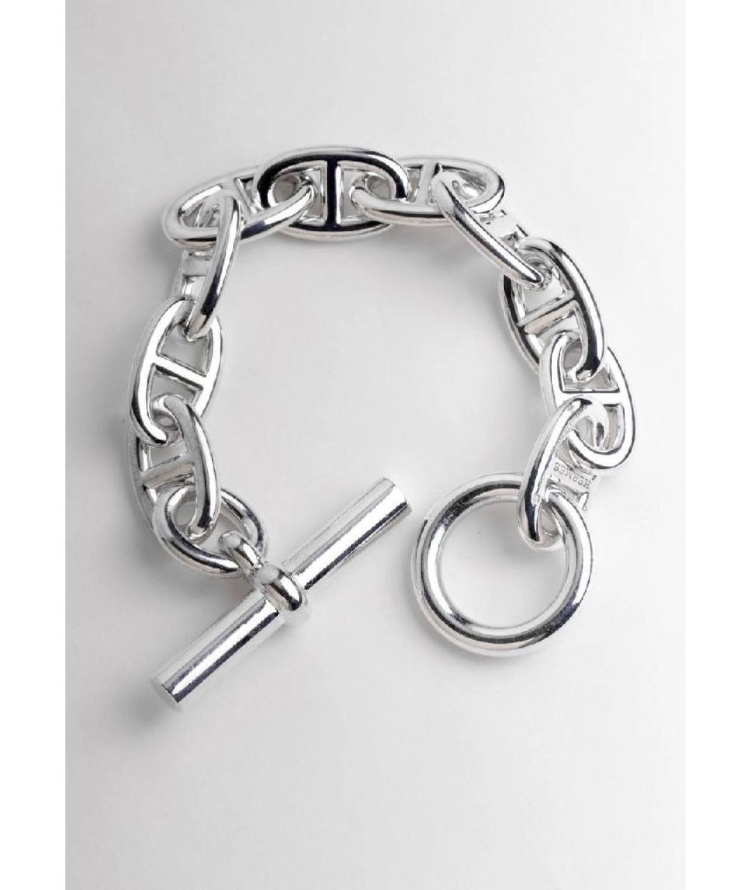 HERMES Белый серебряный браслет, фото 6