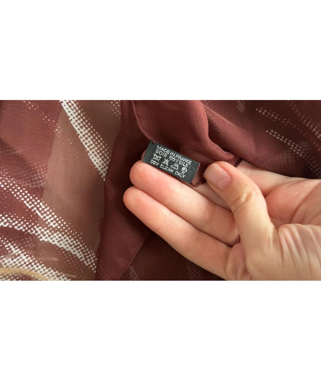 HERMES Бордовый шелковый платок, фото 3