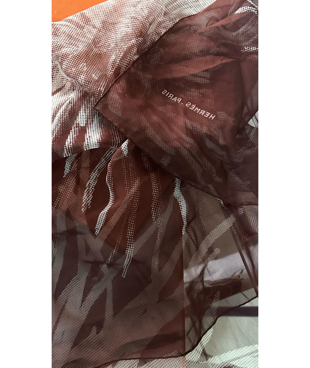 HERMES Бордовый шелковый платок, фото 2