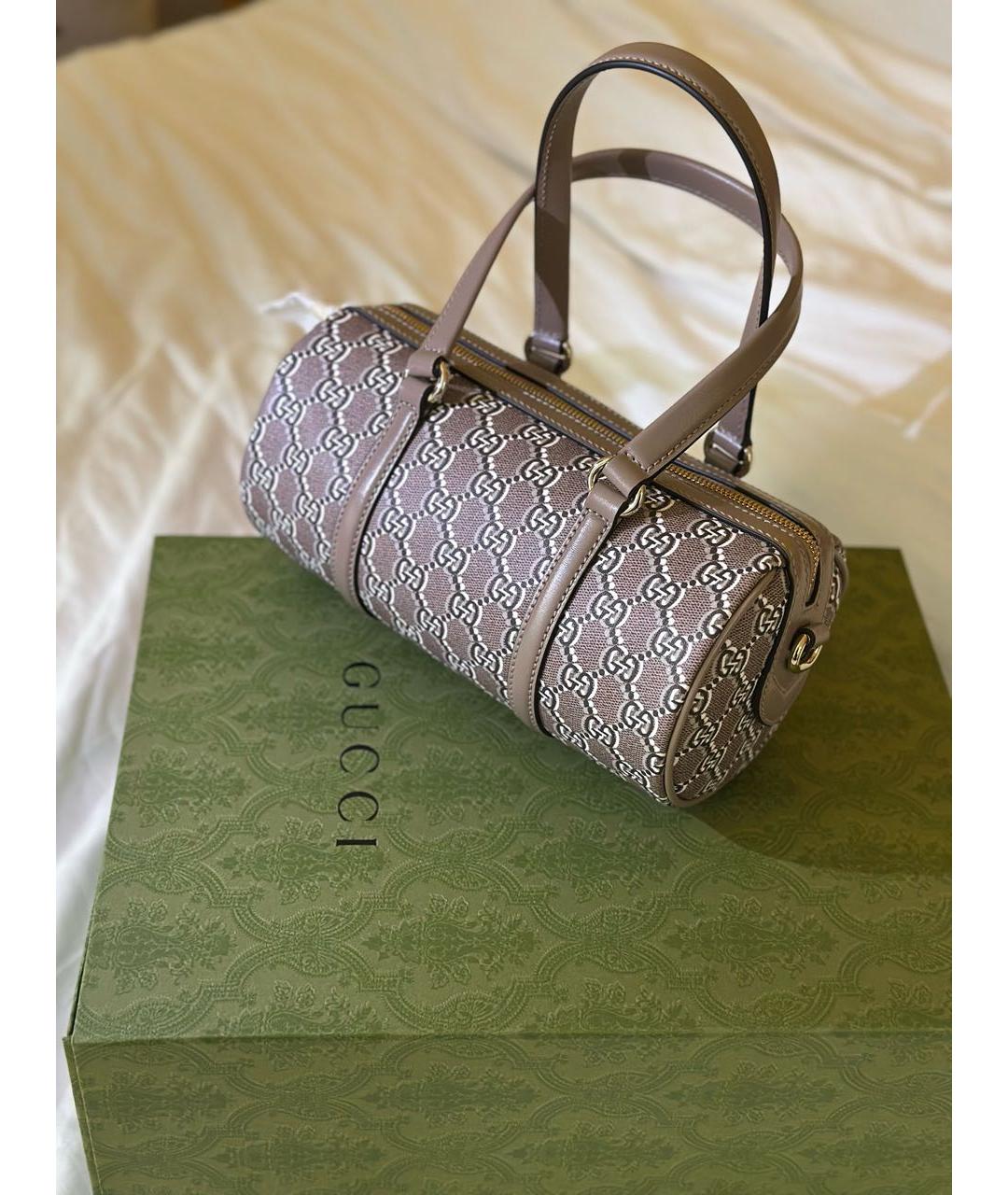 GUCCI Бежевая кожаная сумка с короткими ручками, фото 2