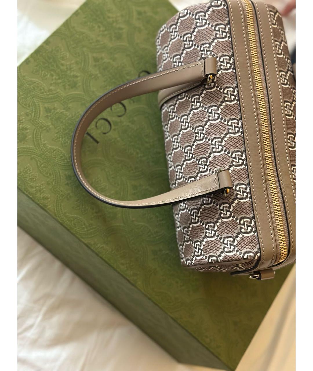 GUCCI Бежевая кожаная сумка с короткими ручками, фото 4