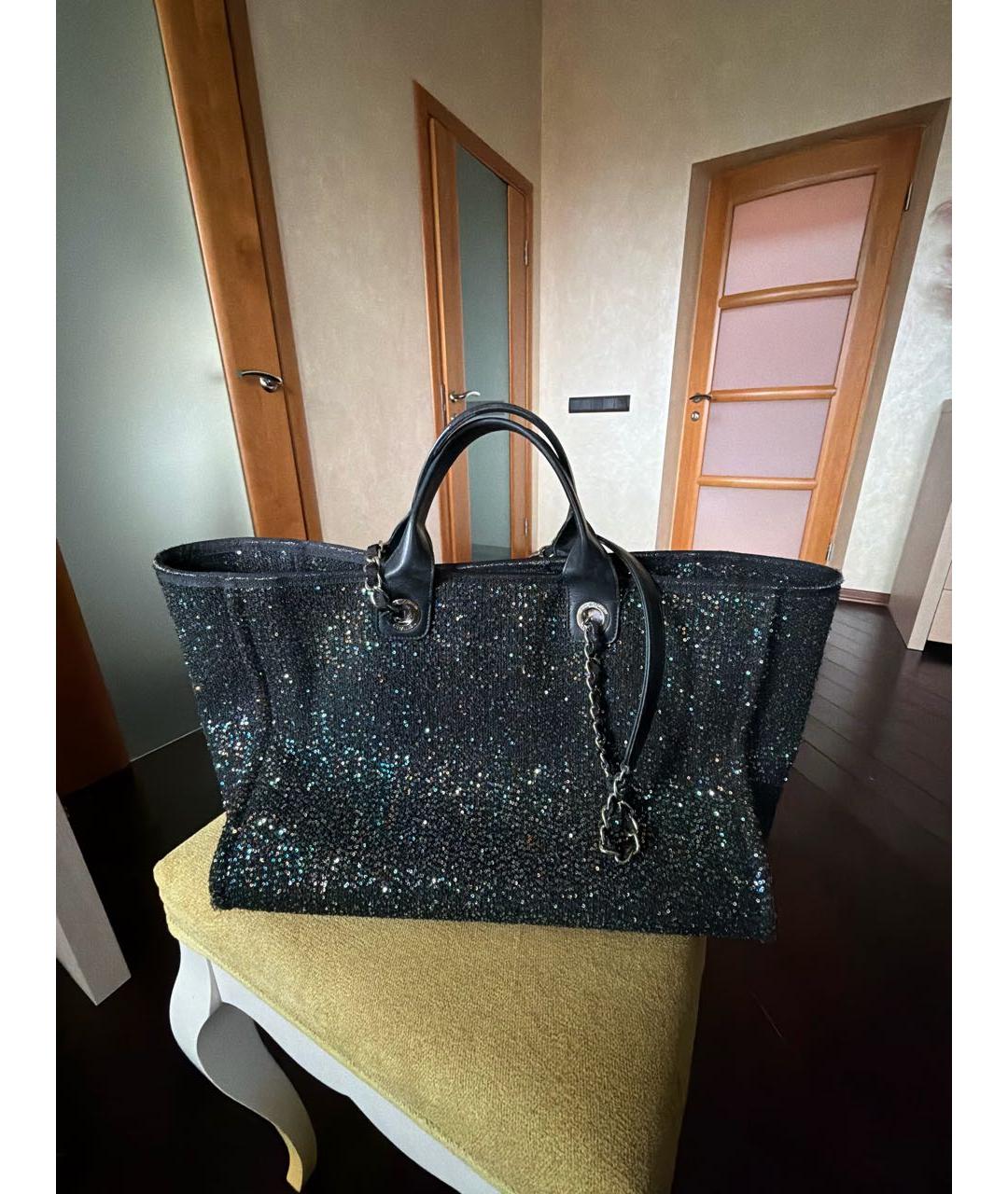 CHANEL Черная тканевая сумка тоут, фото 2