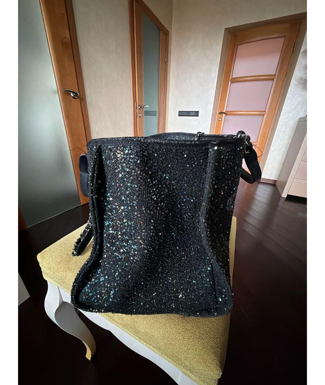 CHANEL Черная тканевая сумка тоут, фото 3