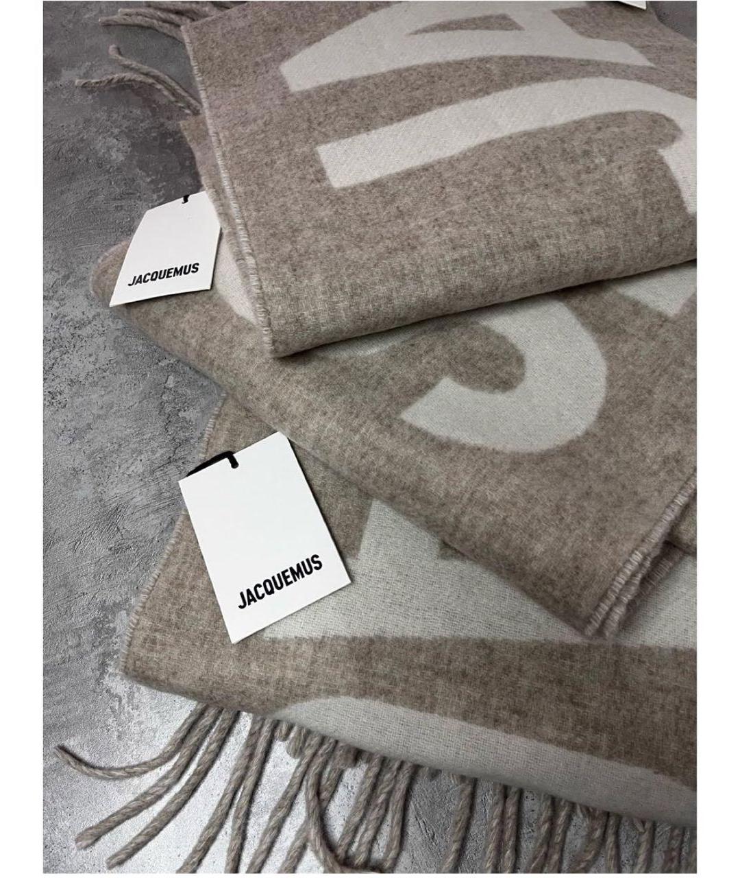 JACQUEMUS Бежевый шерстяной шарф, фото 3