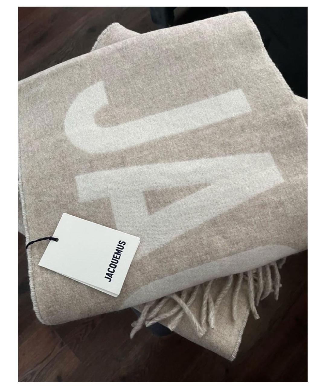JACQUEMUS Бежевый шерстяной шарф, фото 2