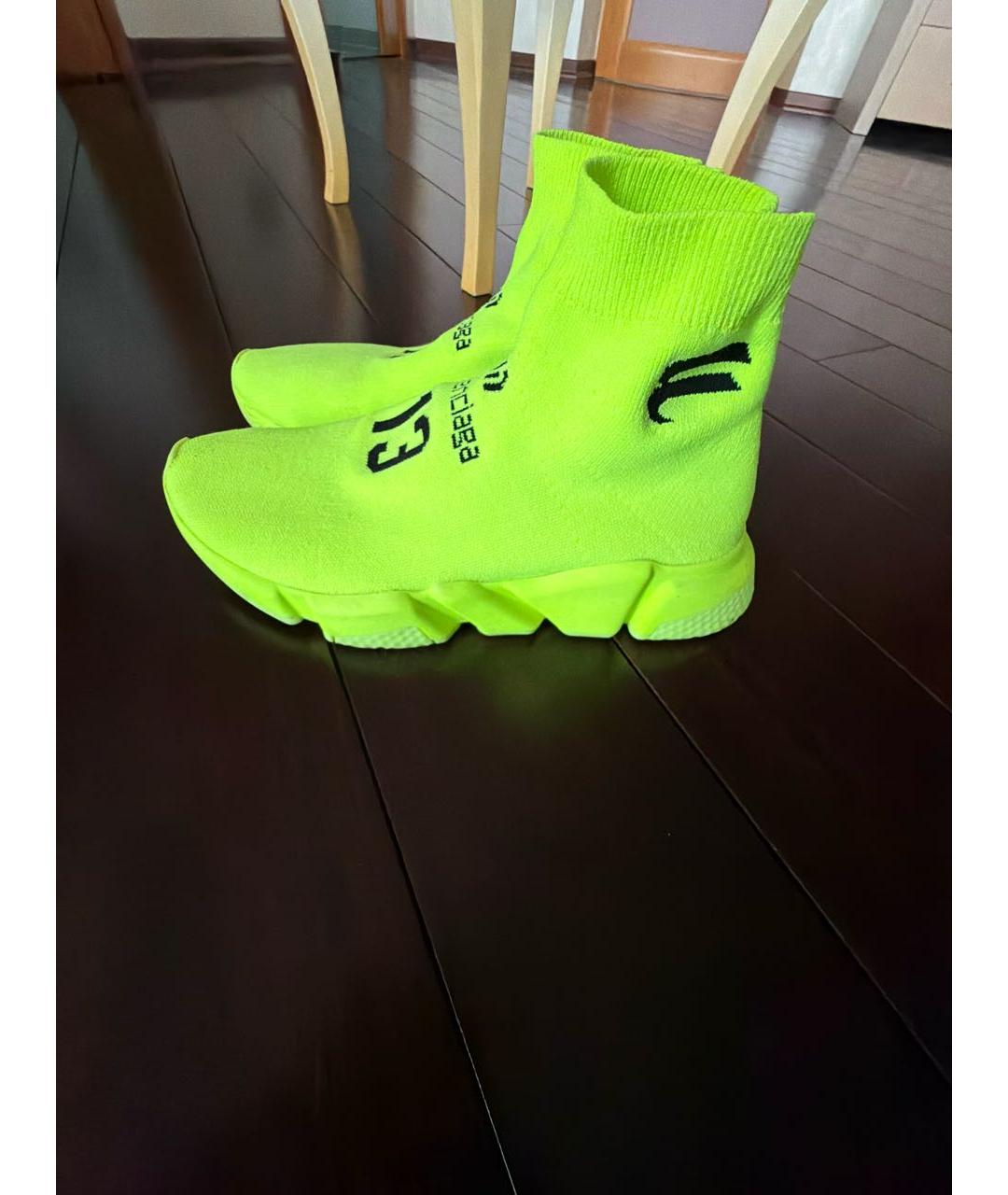 BALENCIAGA Салатовые текстильные кроссовки, фото 3