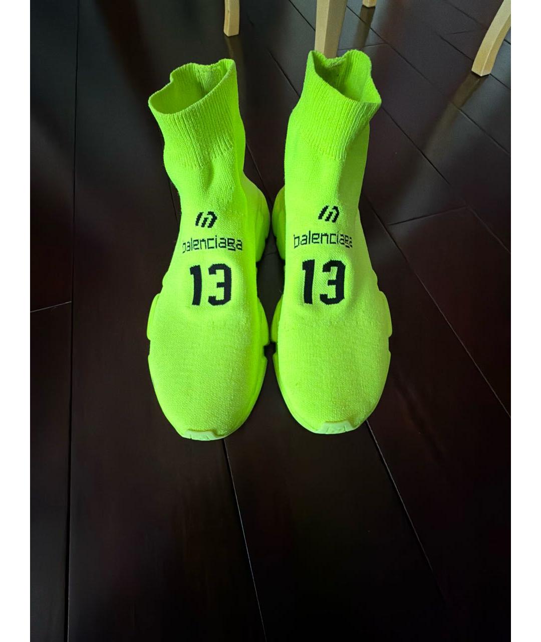 BALENCIAGA Салатовые текстильные кроссовки, фото 2