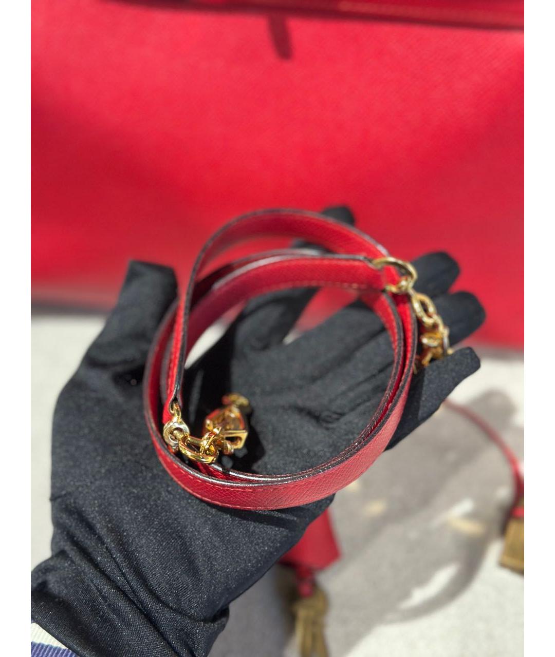 HERMES Красная кожаная сумка с короткими ручками, фото 7