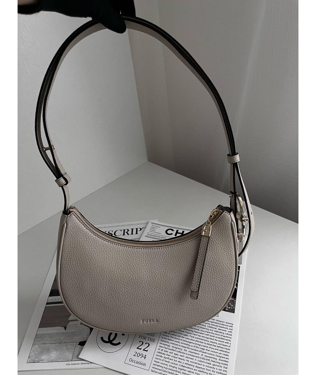 FURLA Бежевая кожаная сумка через плечо, фото 2