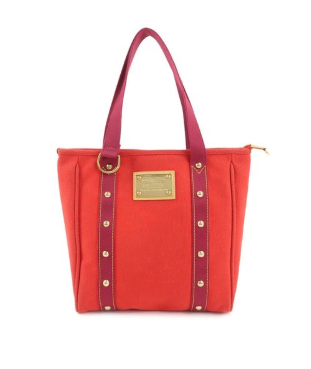 LOUIS VUITTON Красная тканевая сумка с короткими ручками, фото 1