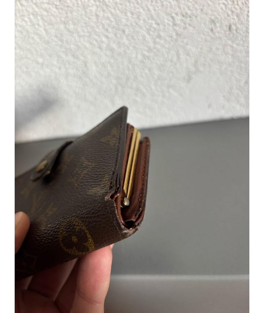 LOUIS VUITTON Коричневый кожаный кошелек, фото 6