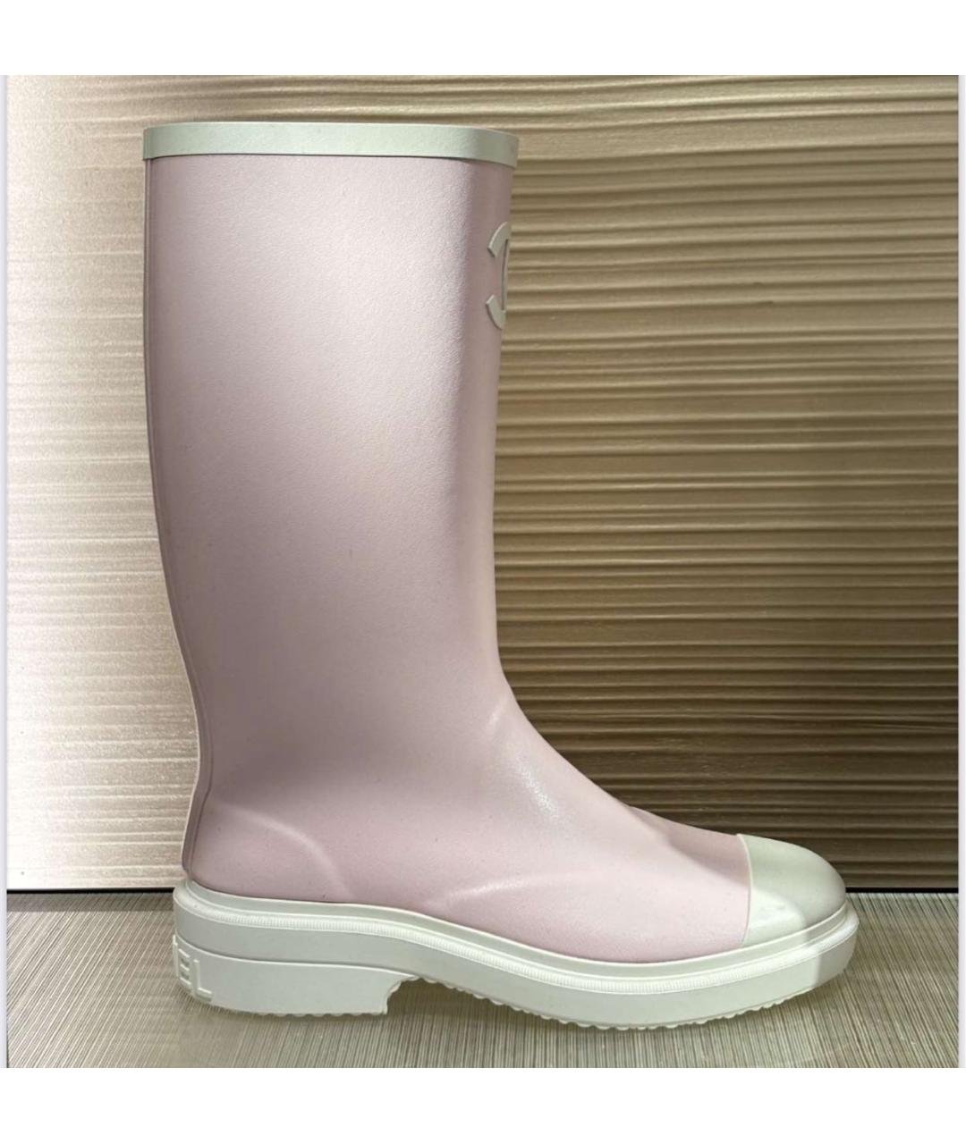 CHANEL Розовые резиновые сапоги, фото 2