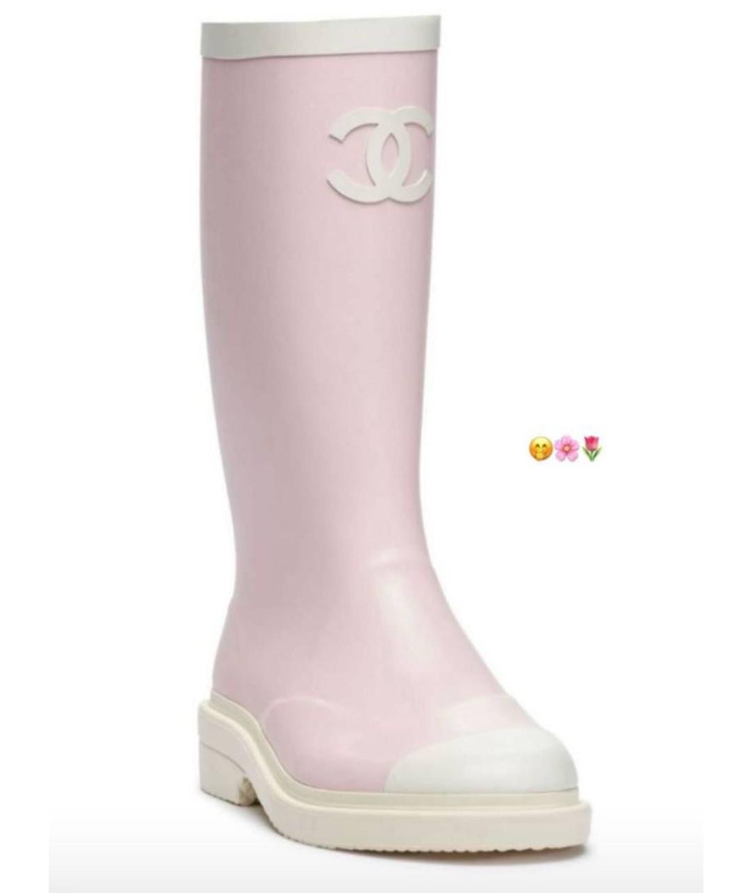 CHANEL Розовые резиновые сапоги, фото 4
