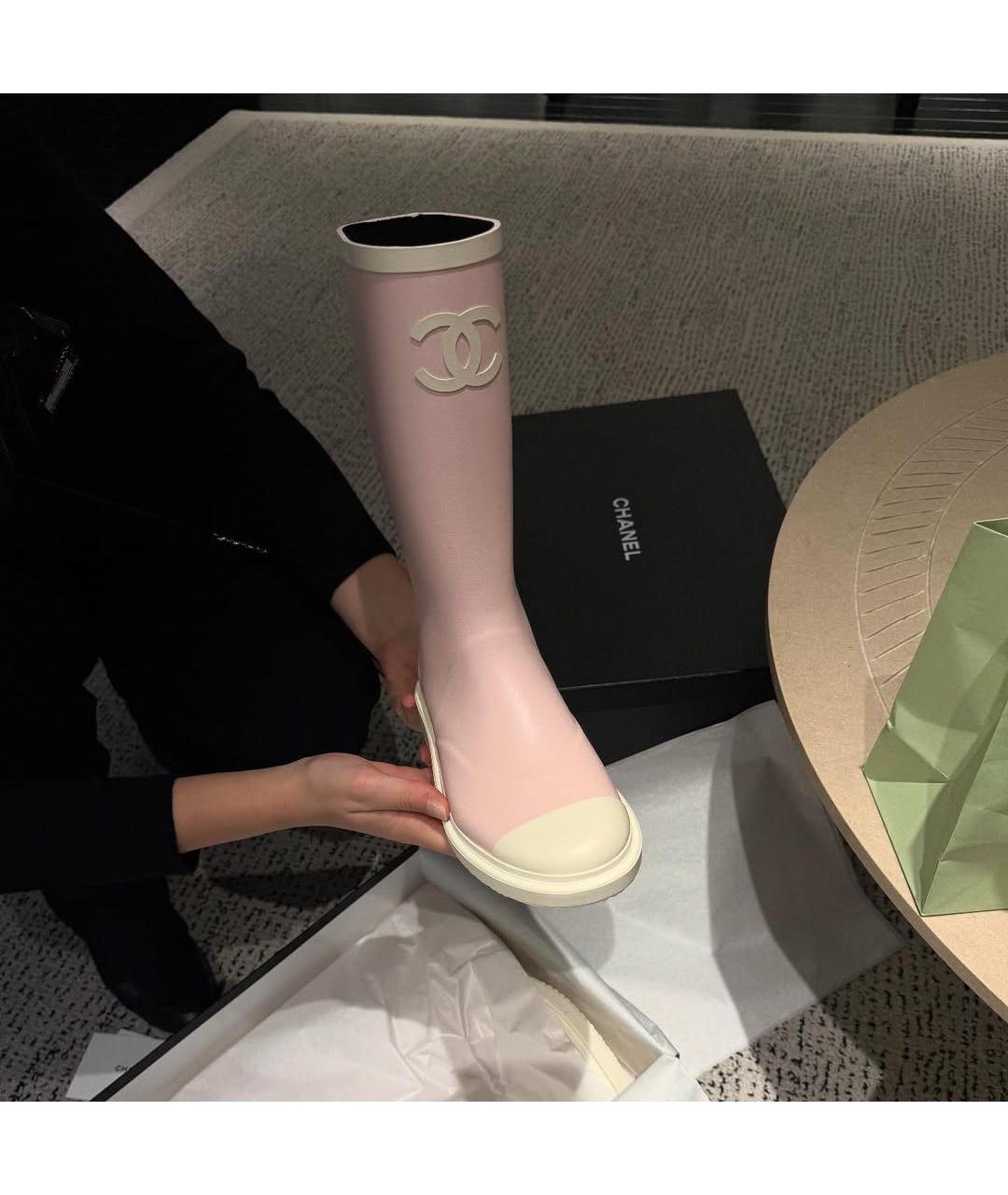 CHANEL Розовые резиновые сапоги, фото 8