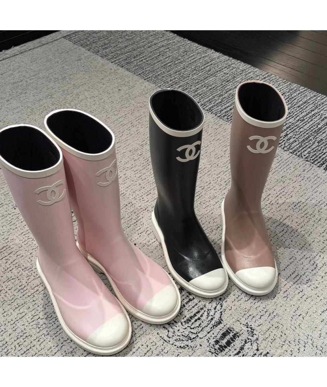 CHANEL Розовые резиновые сапоги, фото 5