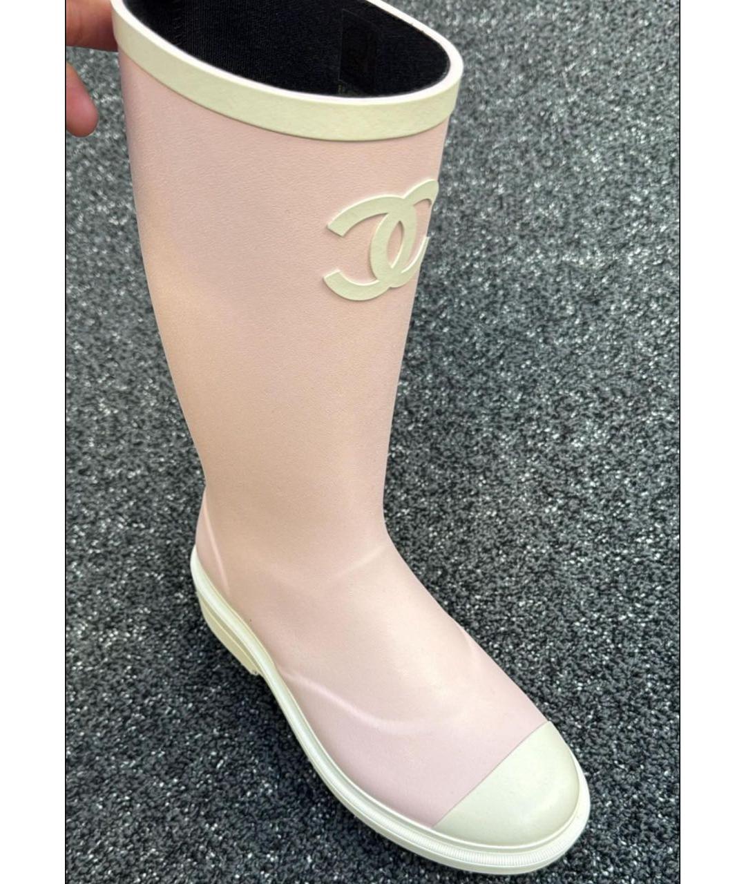 CHANEL Розовые резиновые сапоги, фото 2