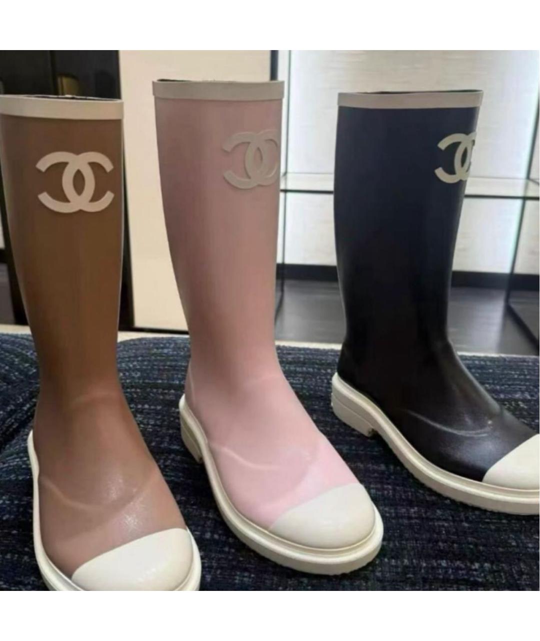 CHANEL Розовые резиновые сапоги, фото 3