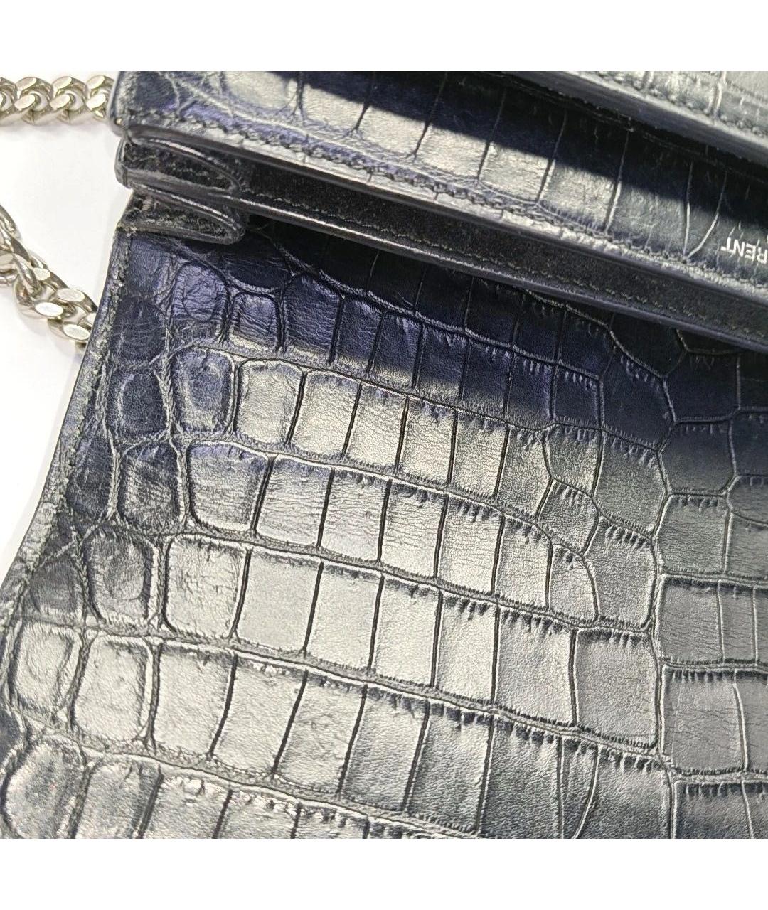 SAINT LAURENT Черная кожаная сумка через плечо, фото 7