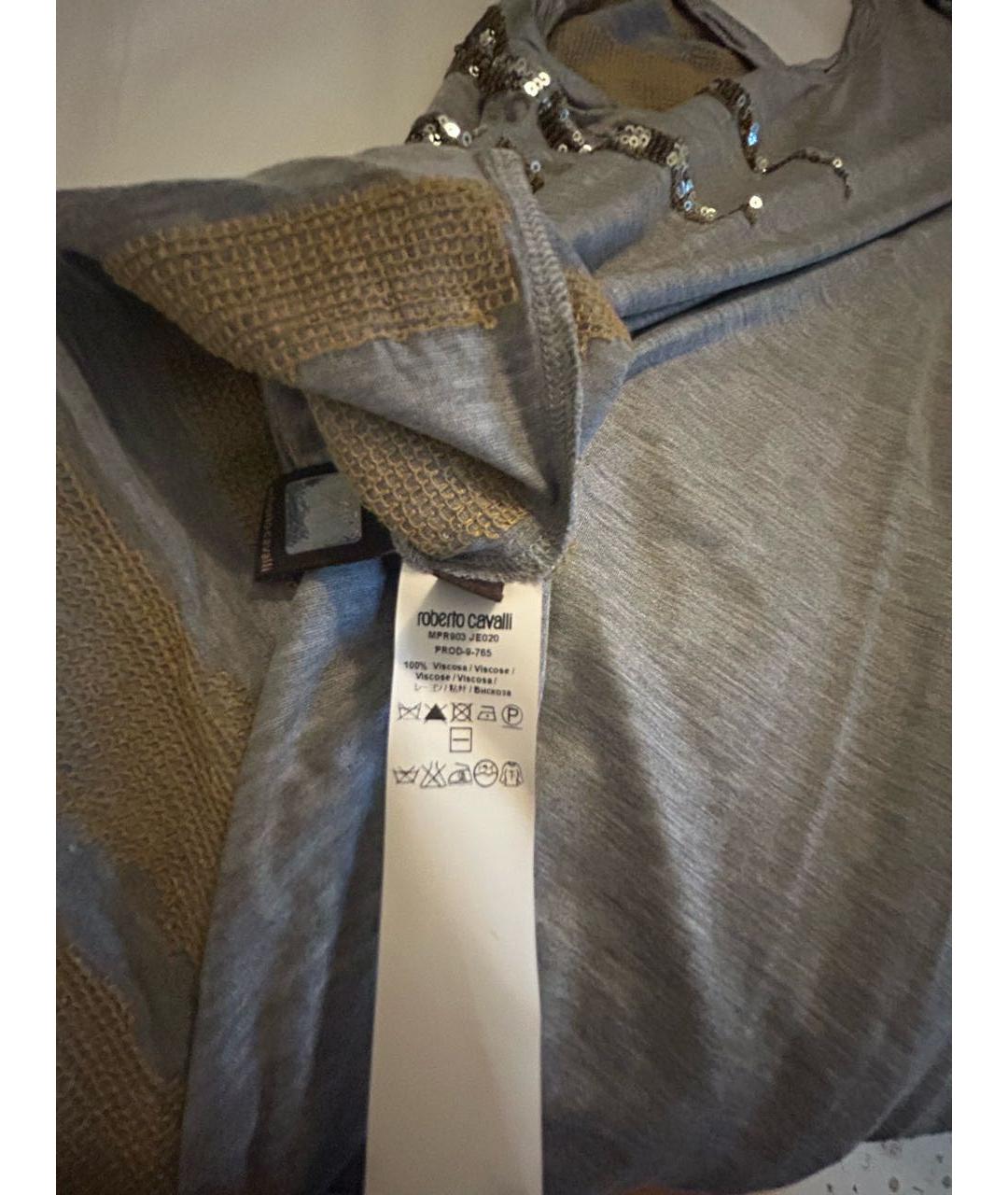 ROBERTO CAVALLI Серая вискозная майка, фото 6