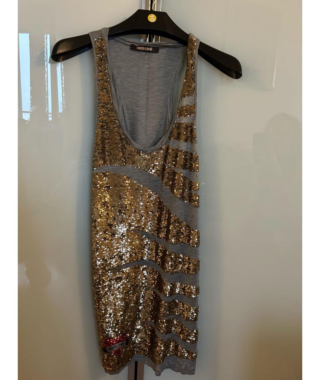 ROBERTO CAVALLI Серая вискозная майка, фото 7