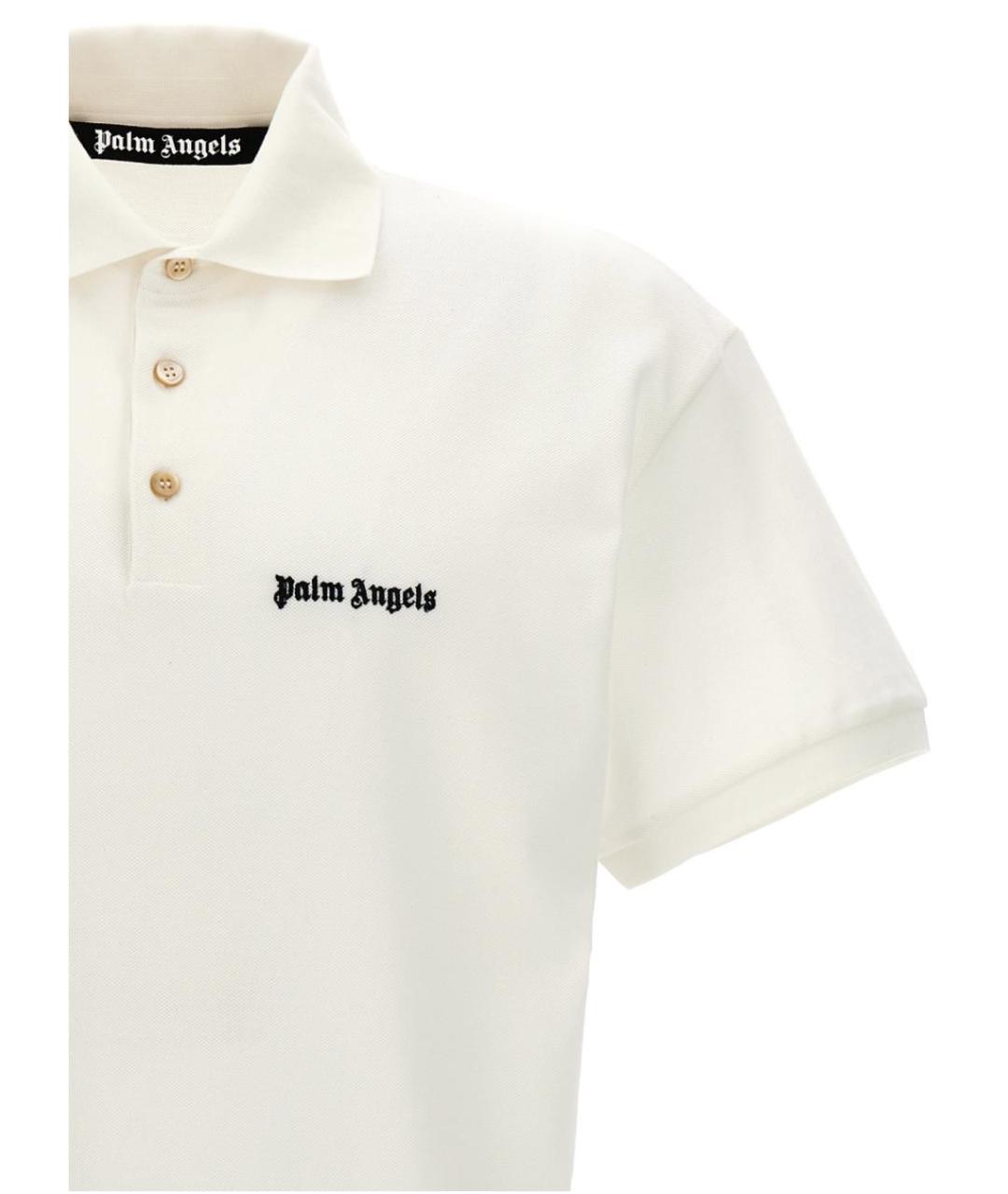 PALM ANGELS Бежевое хлопковое поло с коротким рукавом, фото 3
