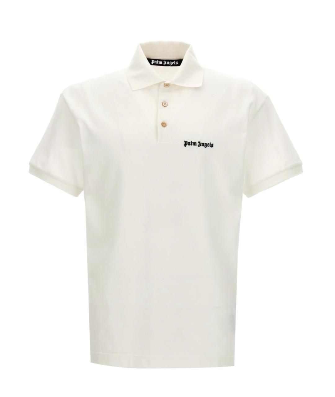 PALM ANGELS Бежевое хлопковое поло с коротким рукавом, фото 1