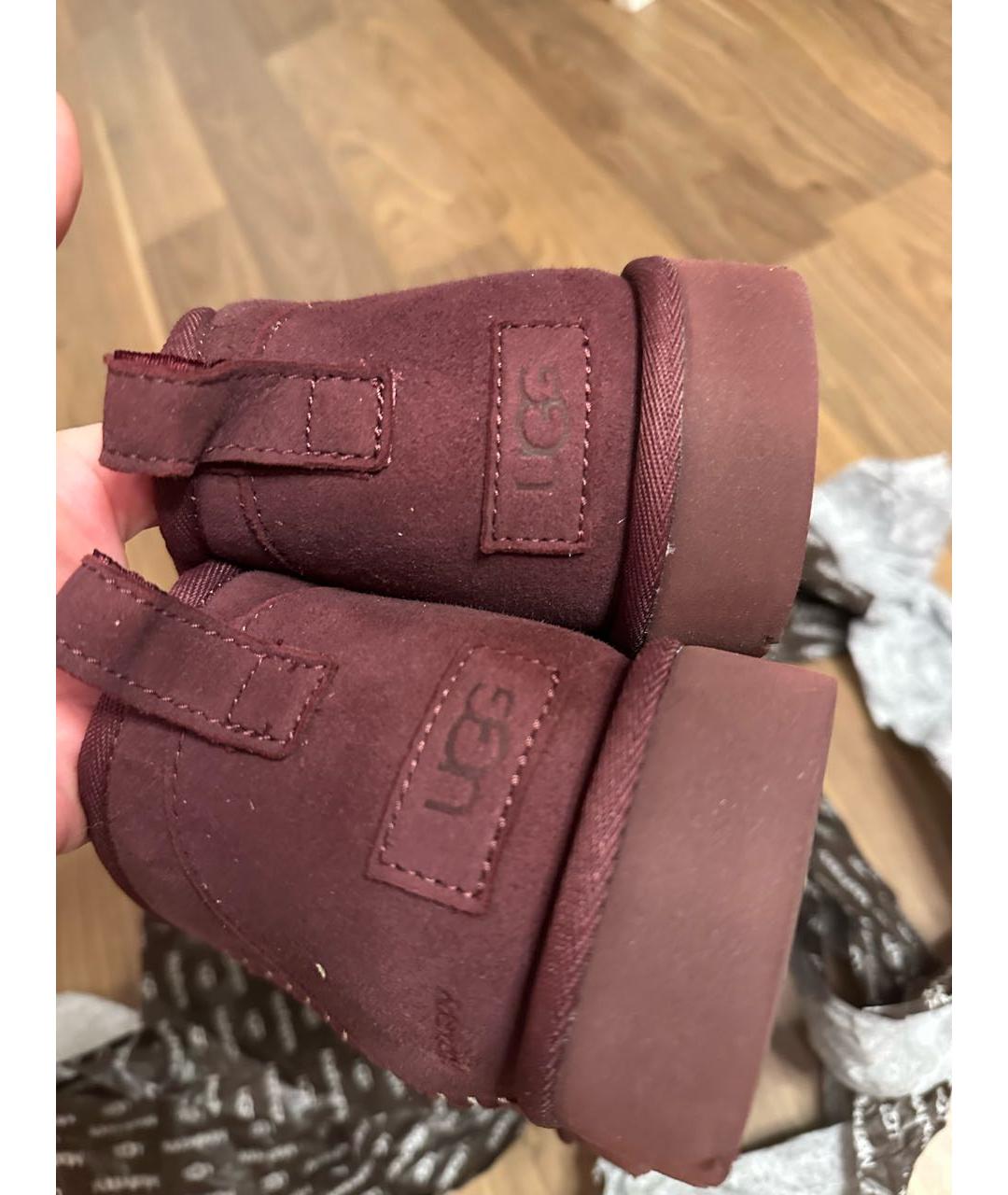 UGG AUSTRALIA Бордовые замшевые низкие ботинки, фото 4