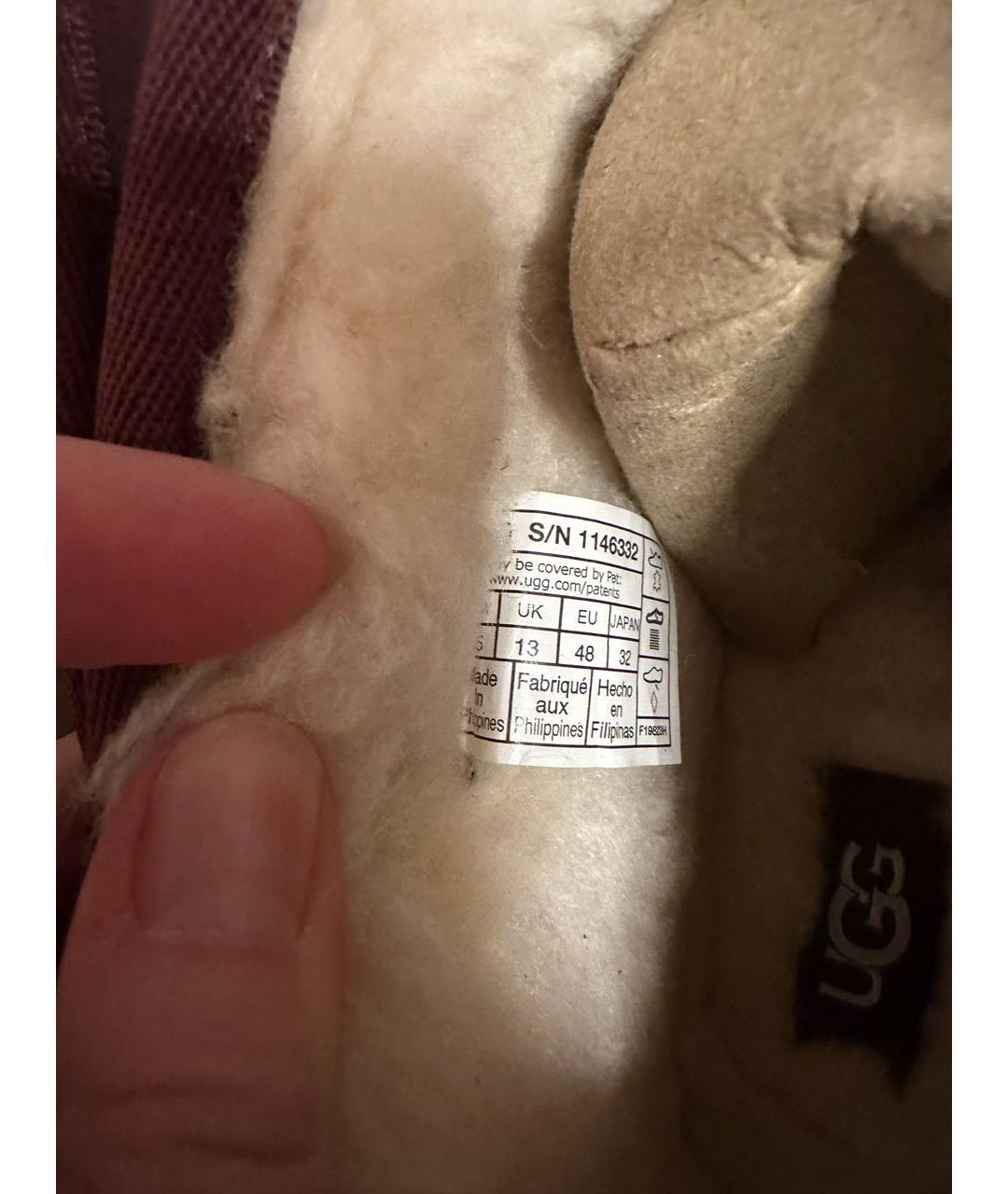 UGG AUSTRALIA Бордовые замшевые низкие ботинки, фото 6