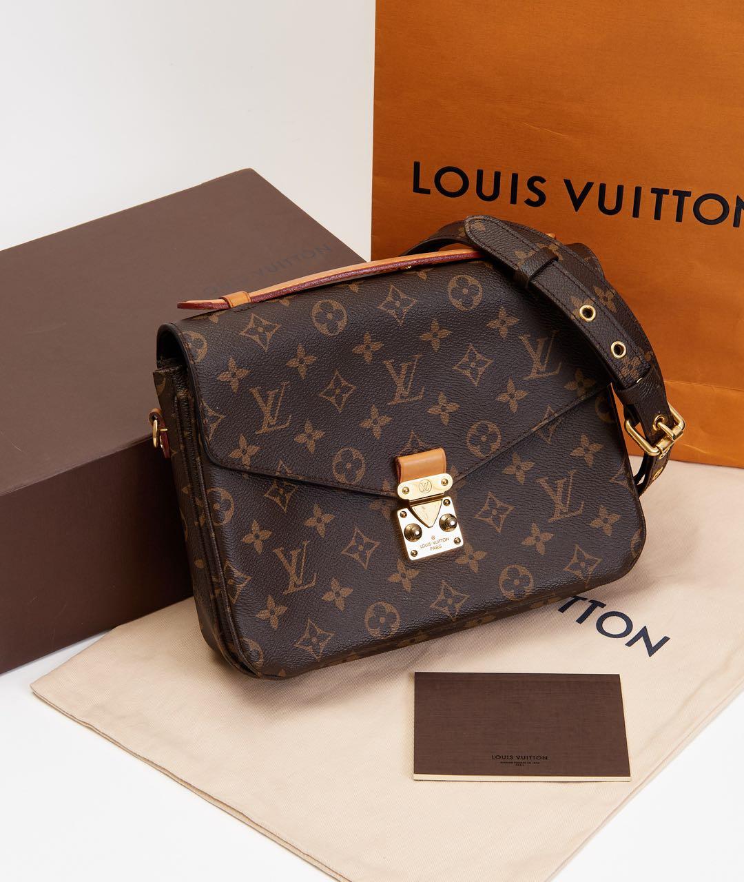 LOUIS VUITTON Коричневая кожаная сумка через плечо, фото 7