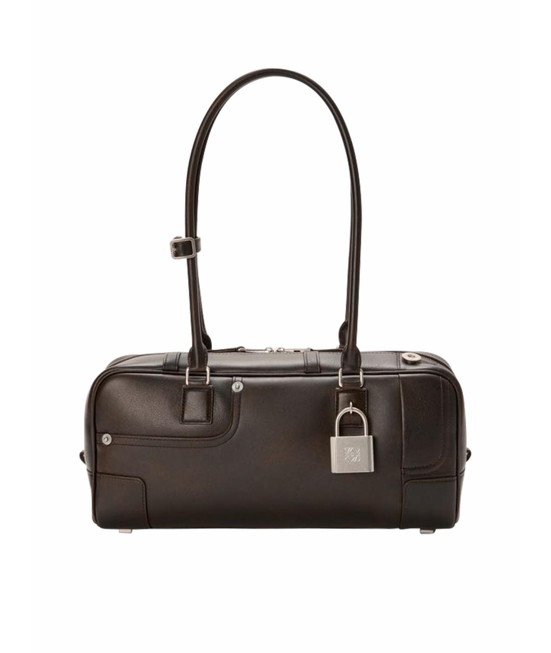 LOEWE Хаки кожаная сумка с короткими ручками, фото 1