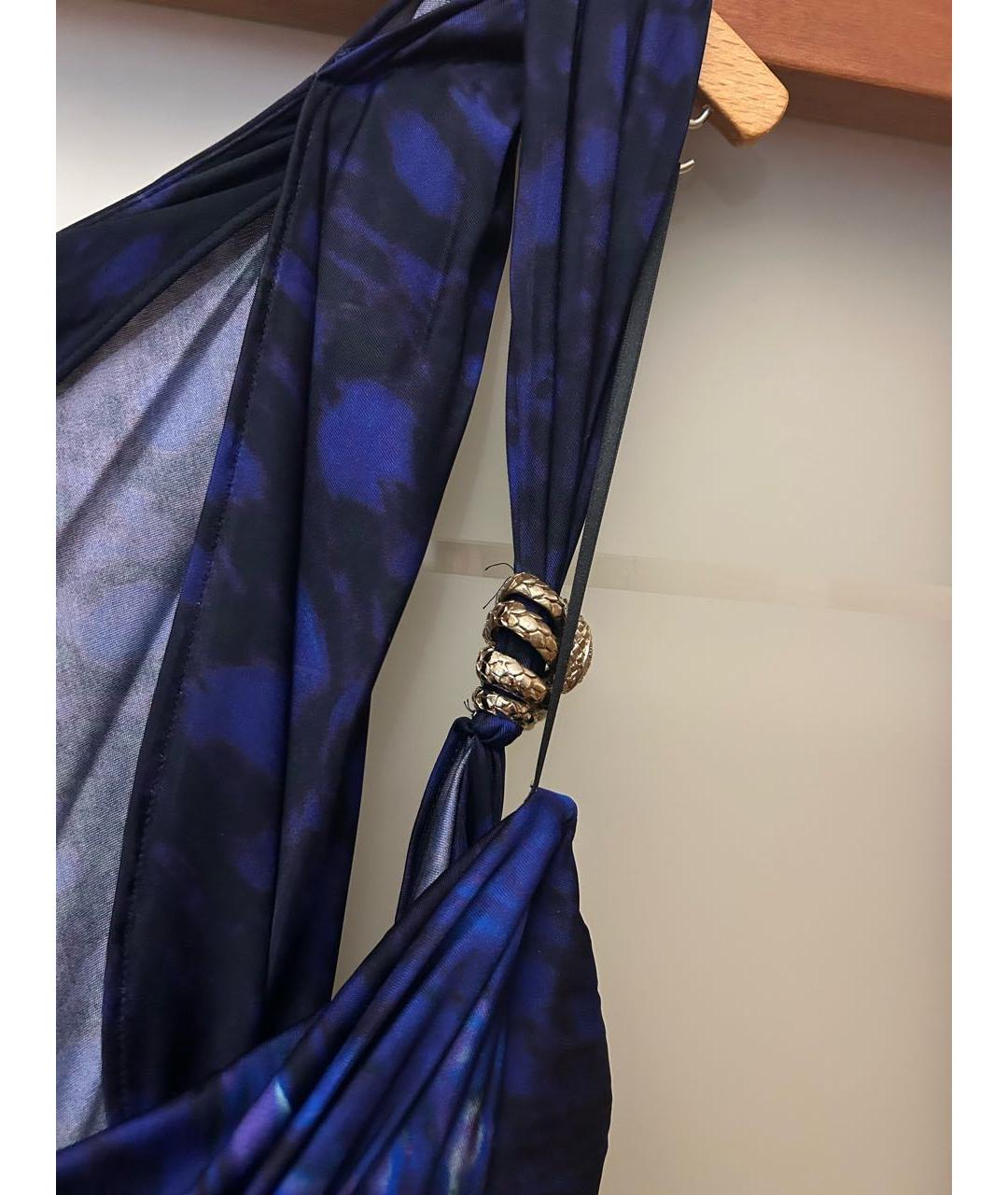 ROBERTO CAVALLI Синее вискозное вечернее платье, фото 4