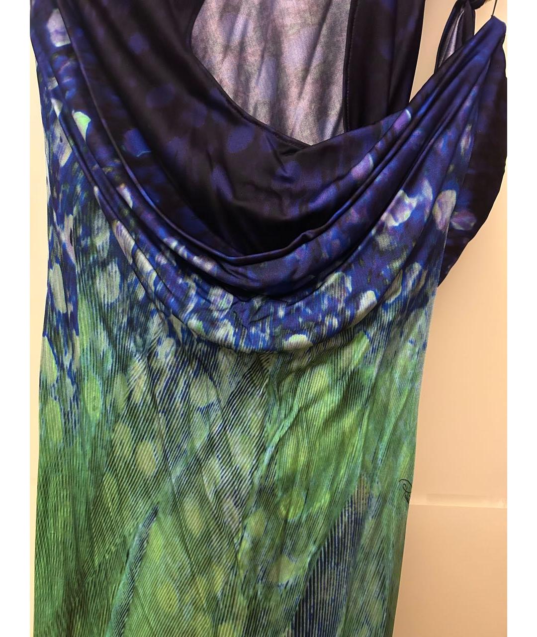 ROBERTO CAVALLI Синее вискозное вечернее платье, фото 3