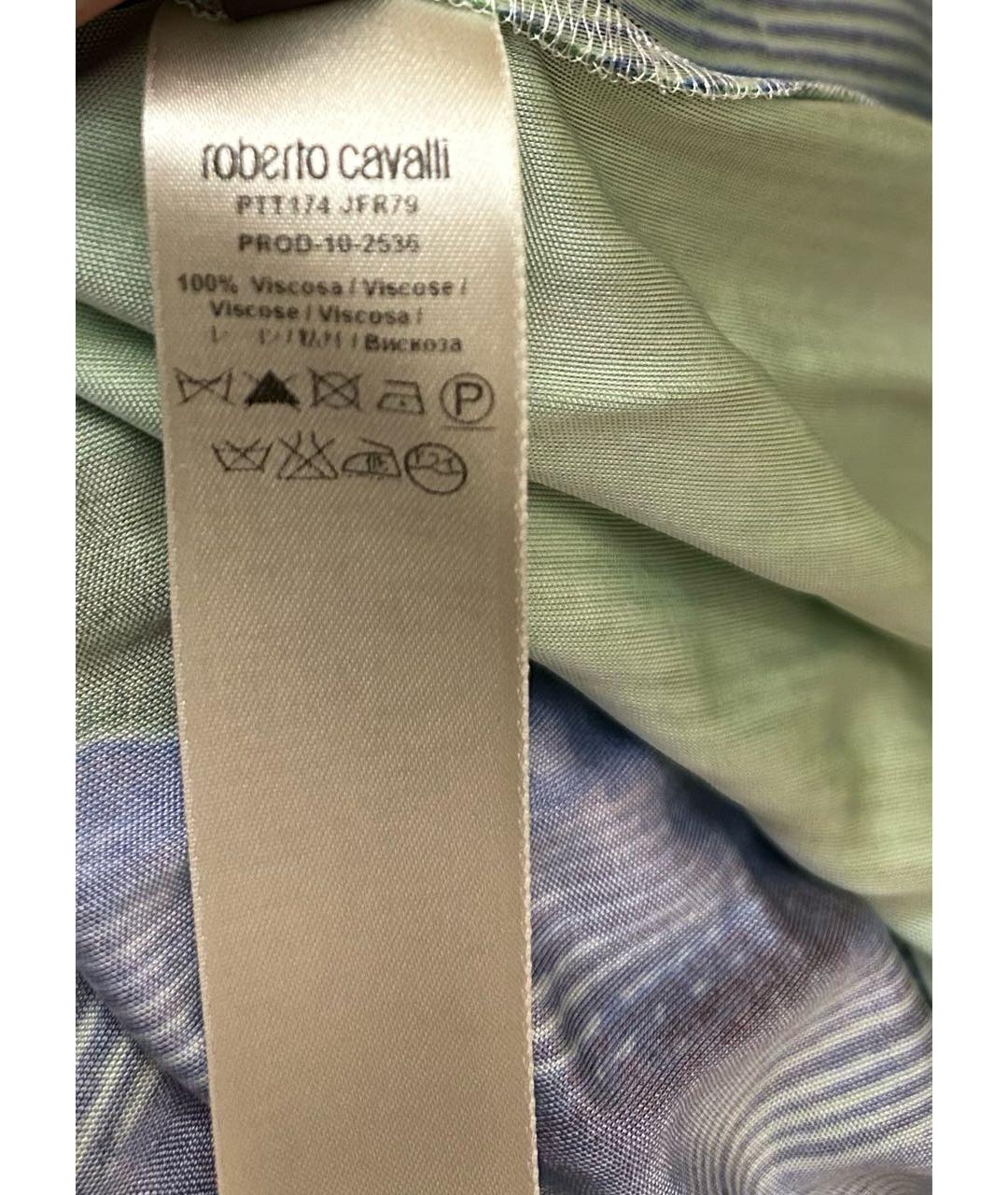 ROBERTO CAVALLI Синее вискозное вечернее платье, фото 6