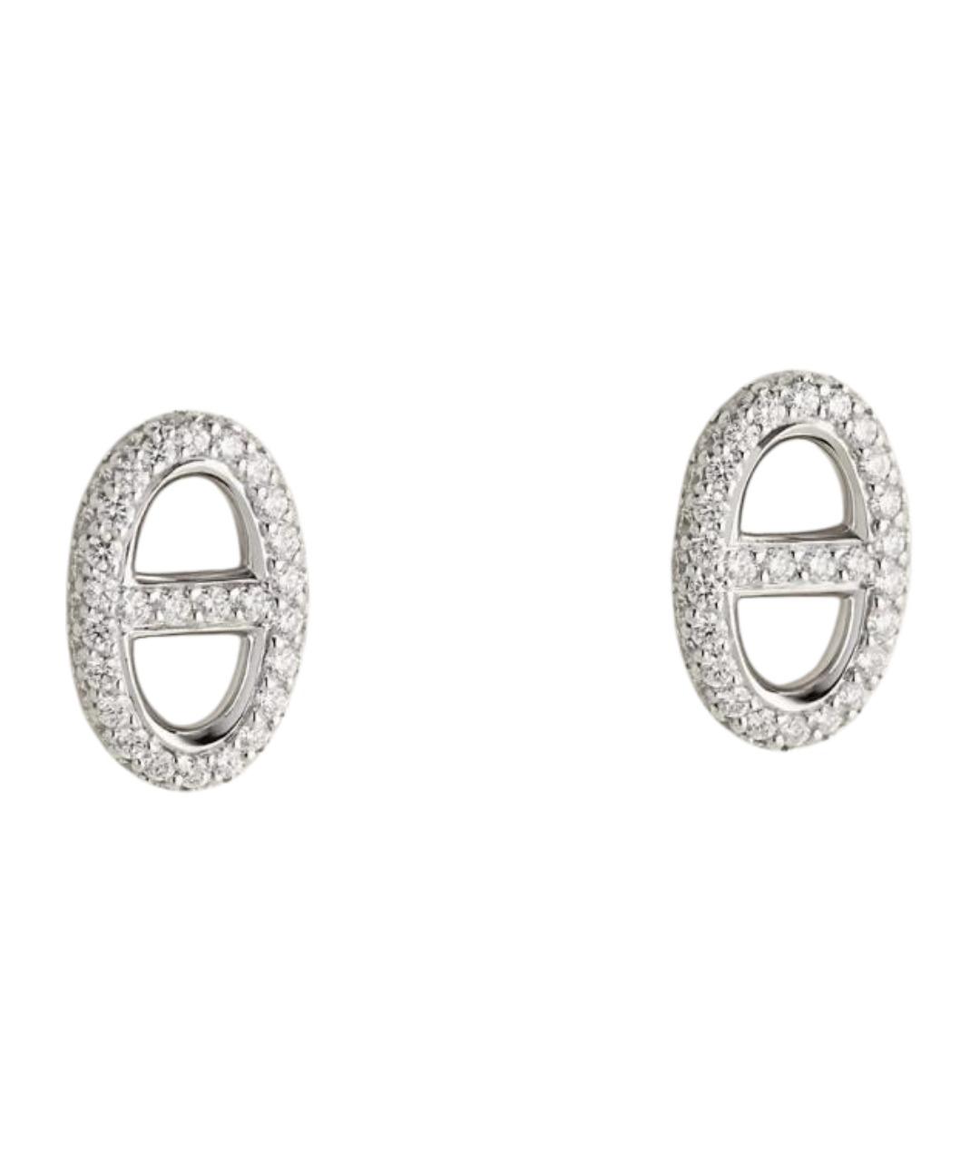 HERMES Серебряные серьги из белого золота, фото 1