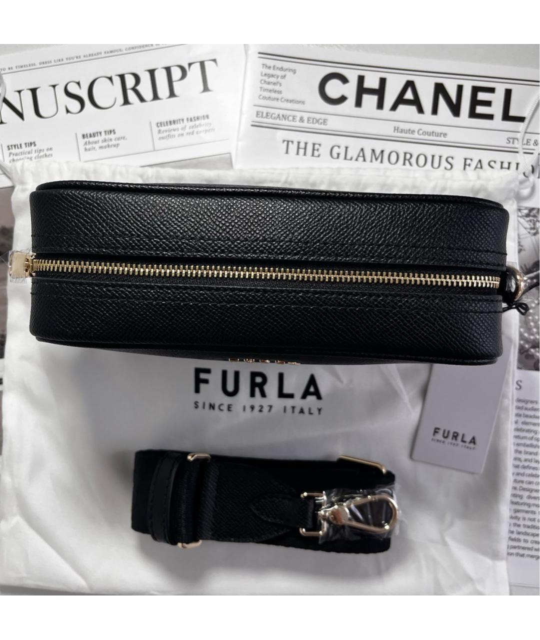 FURLA Черная кожаная сумка через плечо, фото 4
