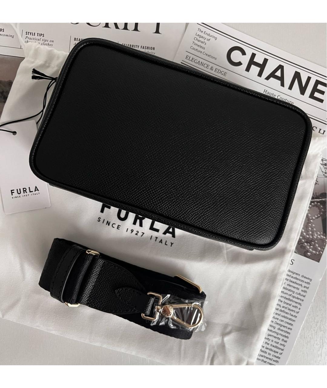 FURLA Черная кожаная сумка через плечо, фото 3