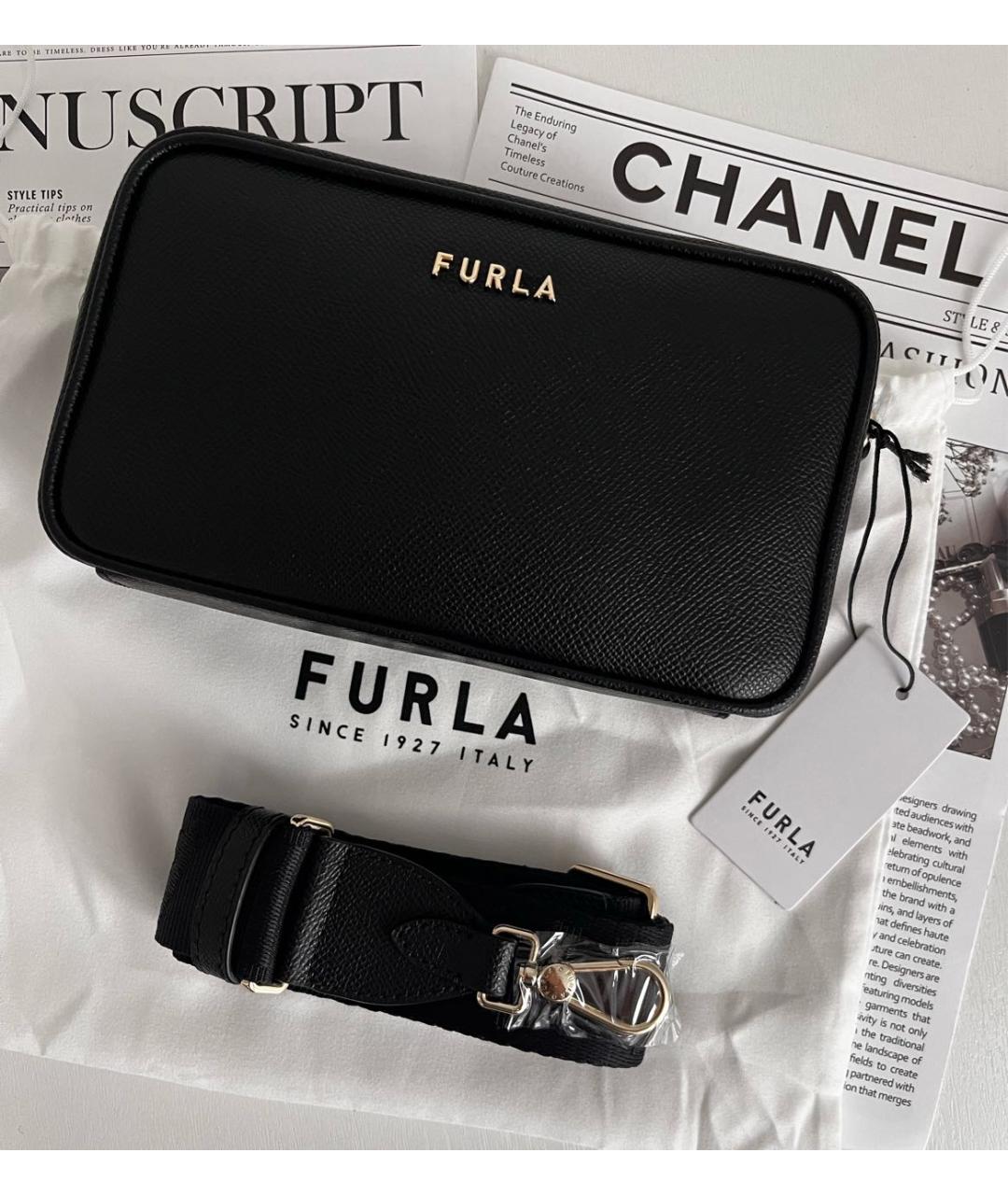 FURLA Черная кожаная сумка через плечо, фото 2